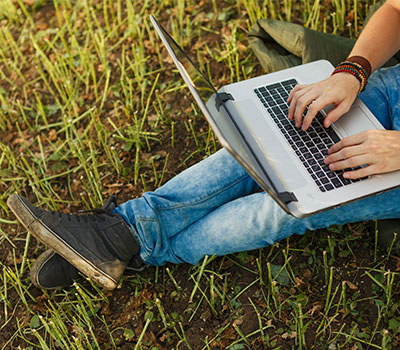 computer being used by a farmer