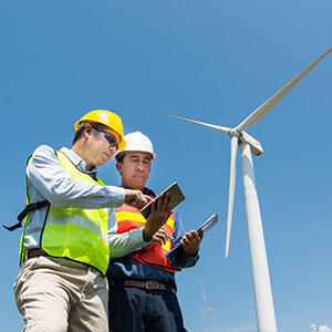 Men discussing energy development