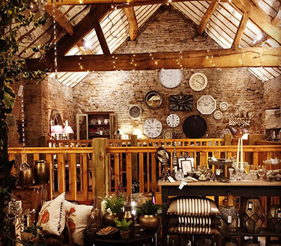 Owd Barn farm diversification – the interior of the barn in the upper furnishing area of the shop