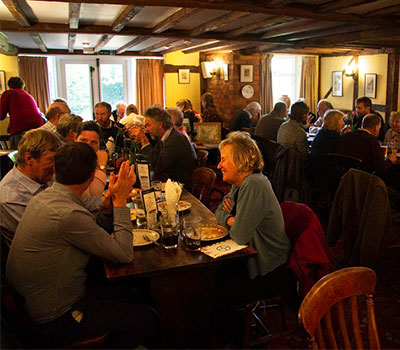 Pub meeting after the tour of East Wick Farm