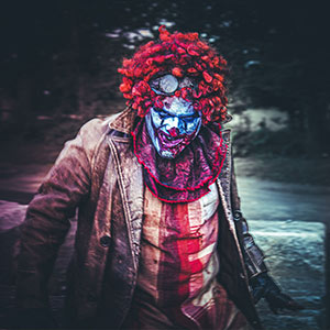 Evil clown with red hair