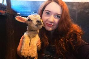 Abbie with lamb